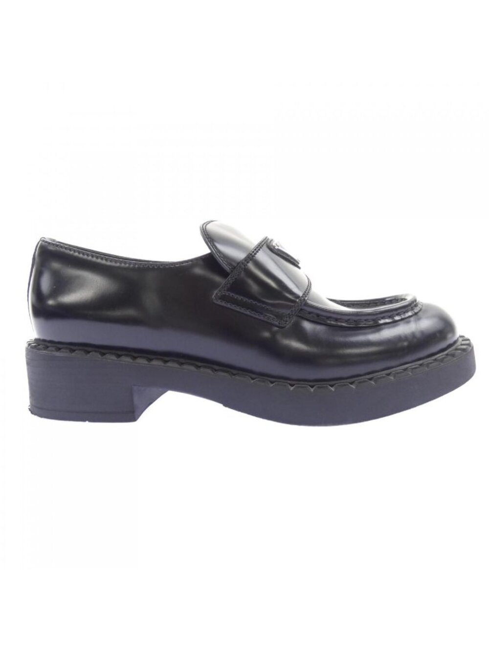 Prada Chocolate Loafers Triangle Logo Shoes